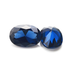 ST宝石卸売中国宝石オーバルカットブルーナノ合成サファイア石販売 - Product Image 2