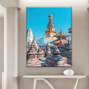 Impression sur toile avec de magnifiques paysages et d'une <span class=keywords><strong>architecture</strong></span> traditionnelle népalaise, parfaite pour la décoration de la maison. - Product Image 3
