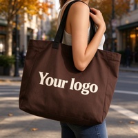 Sac fourre-tout en toile de coton personnalisé avec fermeture épaule, grande taille (>50cm), poignée longue réutilisable, logo imprimé sur mesure - Vente en gros