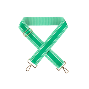 Cinghia in tessuto 5 cm verde tinta unita per borsa con ganci in metallo - Product Image 1