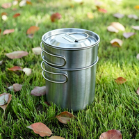 Ensemble de cuisine pliable durable en acier inoxydable 304 en 2 pièces, parfait pour la randonnée, le camping et la cuisine en plein air