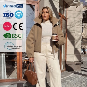 <span class=keywords><strong>Veste</strong></span> Courte Décontractée pour <span class=keywords><strong>Femme</strong></span>, Style Bureau, en Mélange de <span class=keywords><strong>Laine</strong></span>, avec Fermeture Éclair et Capuche, Vente en Gros - Product Image 1