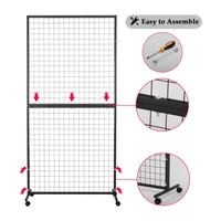 Tour de panneau de mur grillagé pliable personnalisé de 3 'x 6' présentoir mural à grille sur pied avec roues présentoir à grille métallique