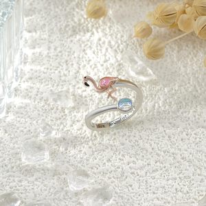 Hot bán đồ trang sức 925 sterling Silver Vòng Moonstone và <span class=keywords><strong>Flamingo</strong></span> mở vòng cho phụ nữ - Product Image 4