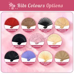 Ventilateurs pliants en polyester bambou personnalisés portables - Product Image 6