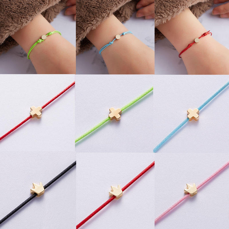 Wholesale Five-Pointed Star Crown Cross Leather Bracelet