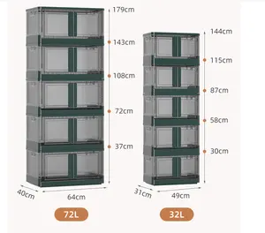 Free installation folding outdoor storage cabinets Kitchen snacks multi-layer storage cabinets Plastic transparent clothes