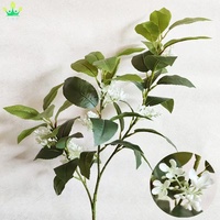 Kunstmatige groene takken Osmanthus bloemen planten bladeren groen decoratie voor vazen boeketten huis kantoor bruiloft feest decoratie