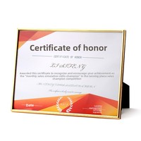 Cadre photo personnalisé en alliage pour certificat de certification A4, lettre d'autorisation, certificat d'honneur, lettre de nomination, plaque de médaille