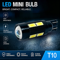 Ampoules LED T10 2W blanches pour voitures, sans erreur CANBUS, COB DC12V, éclairage intérieur, plaque d'immatriculation, pièces automobiles