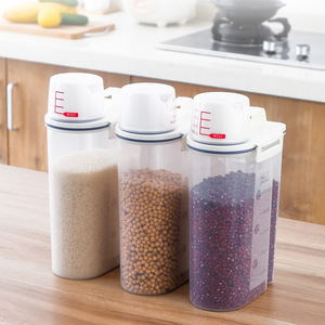 <b>Rice</b> Storage <b>Container</b> 4L Airtight Insect Proof Moisture Proof With Handle Transparent White Rectangle - Product Image 2