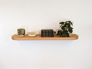 Étagères d'exposition personnalisées faites à la main pour décoration murale de plantes Étagère flottante en chêne épais fini à l'huile avec coins arrondis - Product Image 5
