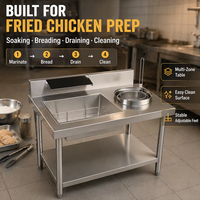 Station d'enrobage de poulet, Table d'enrobage rapide pour la restauration rapide, Machine à enrober le poulet, Équipement de restaurant, Couverture uniforme, Facile à nettoyer