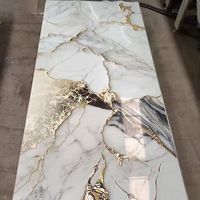 Lámina de PVC con Acabado Brillante UV, Panel de Pared de Imitación Mármol Impermeable para Decoración de Interiores, Materiales de Decoración de Pared de Estilo Simple