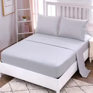 Fitted Sheet Set Microfiber Brushed Fabric Hotel Bedding Set Super Soft Bed Sheet Solid Color Bed Spread Home Textile