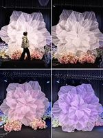 Fleurs géantes en soie faites à la main, fleurs artificielles, fleurs géantes suspendues pour mariage avec support, grande fleur en organza blanche, décoration florale