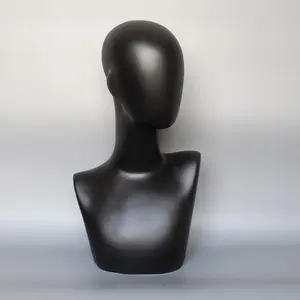 Fashion Matte Black Female Fiberglass ABS Material Mannequin Head Jewelry Wig Hair Display Model Stand