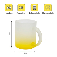 Tasse en verre dépoli de couleur dégradée à fond coloré de 11oz, impression par transfert de chaleur de sublimation, tasses en verre à café de 11oz, vente en gros