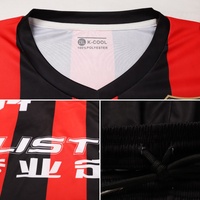 Uniforme de football à manches courtes personnalisé nouveau style, noir, rouge, à rayures, en polyester, respirant, pour hommes, WO-X970