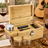 Boîte de rangement en bambou naturel verrouillable avec plateau amovible, bocaux en verre, serrure à combinaison, organisateur domestique polyvalent, coffret cadeau