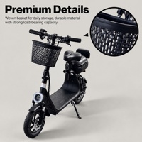 Nouveau Scooter Électrique Pliable Intelligent Étanche 2026 avec Siège et Boîte Arrière, Moteur Brushless 48V 500W, Pneu Gonflable 12 Pouces, Charge Maximale 150kg