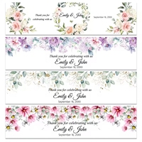 Étiquettes personnalisées pour bouteilles d'eau à motifs floraux, autocollants en vinyle pour bouteilles d'eau de mariage, autocollants imperméables DIY, décoration pour fête de fiançailles