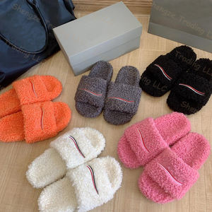 Chaussons de luxe pour femmes, pantoufles de qualité supérieure pour femmes avec des glissières en fourrure moelleuses et tendance, chaussures décontractées - Product Image 5