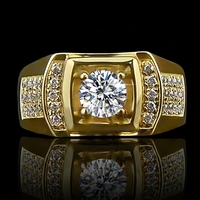Bague en moissanite pour homme avec certificat GRA, plaqué or sterling S925, couleur D VVS, 1 carat, pour mariage ou fiançailles