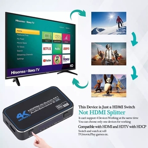 Commutateur <span class=keywords><strong>HDMI</strong></span> Justlink <span class=keywords><strong>4K</strong></span> 60Hz 4 entrées 1 sortie HDR avec extracteur audio SPDIF optique 3,5 mm ARC télécommande IR pour TV moniteur projecteur - Product Image 3