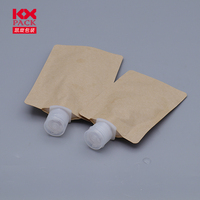 Pochettes de boisson directes d'usine papier Kraft 50ML 100ML 200ML feuille d'aluminium liquide en plastique réutilisable alimentaire pochette debout avec buse