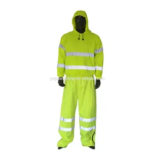 Fluo黄色廉价反光安全冬季夹克雨衣