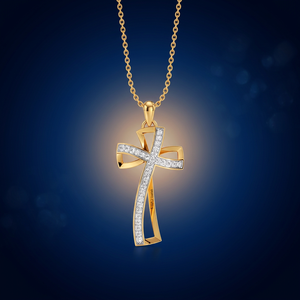 Pendentif Croix Diamantée de Créateur en Or 10K 14K 18K et Argent Sterling 925 935 pour Femme - Product Image 3