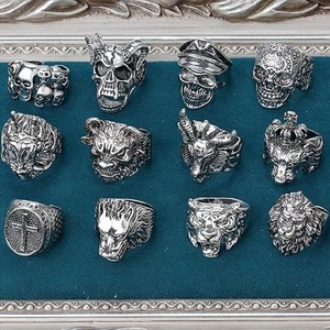 Vintage Punk Ringset Gotische Biker Verstellbare Ringe Skelett Totenkopf <span class=keywords><strong>Ring</strong></span> Feder Schlange Drache Löwe Wolf Tiger Kopf <span class=keywords><strong>Ring</strong></span> - Product Image 3