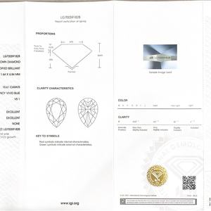 Diamant CVD de laboratoire de 10,61 carats, couleur bleu vif fantaisie, taille poire, certifié IGI, VS1 - Product Image 6