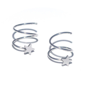 Anneau de nez en acier inoxydable, argenté et noir, design géométrique, pour piercing de nez - Product Image 3