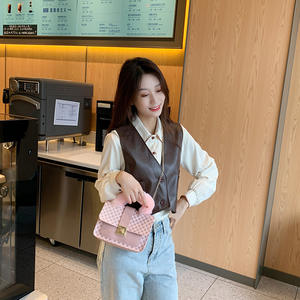 2025奢华迷你手提包毛绒小方涤纶皮革PU休闲印花斜挎包纽扣封口十字女士夏季 - Product Image 2