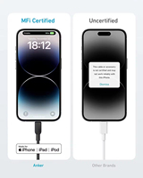 Câble USB C vers iOS Anker 310, 3 pieds/6 pieds, tressé en nylon, 8 broches, certifié MFi pour iPhone 14, 13, 12 Series