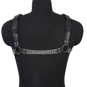 Arnés de Pecho para Hombre, Correa con Cadena de Metal Cruzada, Arnés de Pecho Ajustable de Cuero PU Estilo Punk, Bondage para Hombres <span class=keywords><strong>Gay</strong></span> - Product Image 6