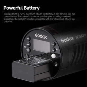 <span class=keywords><strong>Godox</strong></span> <span class=keywords><strong>AD100Pro</strong></span> haute vitesse 100W Flash de photographie d'extérieur TTL Mini lampe de poche portable réflexe à objectif unique pour professionnel - Product Image 6