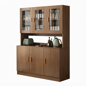 Aparador Moderno Minimalista con Puertas de Vidrio, Cajones, Madera Blanca Bicolor - Almacenamiento, Estante Abierto, Mueble de Comedor, Buffet - Product Image 1