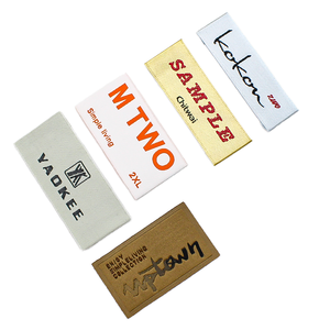 Etiqueta personalizada de poliéster tejida con forma de Damasco, modelo de etiqueta para bolsas de ropa, patrón rectangular de impresión doblada para uso de zapatos - Product Image 1