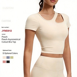 Camiseta de Yoga Corta para Mujer, Ajustada, de Nailon y Elastano, Transpirable, de Secado Rápido, <span class=keywords><strong>con</strong></span> Sujetador Incorporado, para Gimnasio y Fitness - Product Image 1