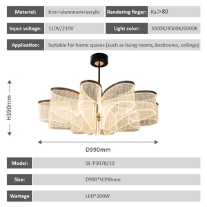 Lustre de décoration intérieure contemporaine au design populaire, <span class=keywords><strong>luminaire</strong></span> suspendu LED pour salon, <span class=keywords><strong>salle</strong></span> à <span class=keywords><strong>manger</strong></span> - Product Image 3