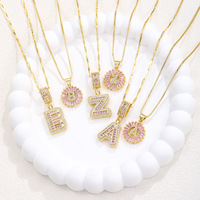 TK Collier tendance pour femme, ensemble de 26 lettres, plaqué or, pendentif fleur de sucre candi, lettres anglaises en zircon, collection anniversaire, best-seller