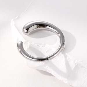 남자를위한 성격 실버 오프닝 링 심플한 디자인 스테인레스 스틸 보석 방수 오프닝 링 2025 - Product Image 3