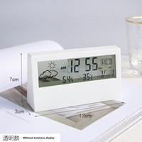 Réveil numérique intelligent avec écran LCD transparent, calendrier, prévisions météo, moniteur de température et d'humidité, pour table de chevet