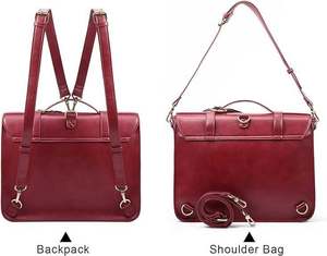 Échantillon gratuit NOUVEAU Sac à dos messager pour femme en cuir PU, sac pour ordinateur portable de 14 pouces, sacoche pour ordinateur, pour le collège, les voyages d'affaires - Product Image 6