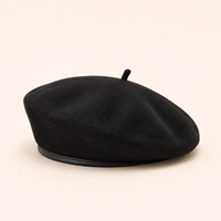 Béret scolaire en feutre de laine noir, style français, pour la remise des diplômes, vintage, avec logo personnalisé, vente en gros, OEM ODM