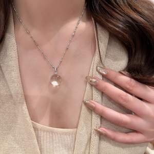 Collar de Plata de Ley S925 con Cristal Azul Marino, Diseño de Nicho Fresco y Pequeño, Estilo Veraniego, de Alta Gama y Lujo - Product Image 2