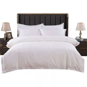 Lençol plano de algodão branco para hotel, roupa de cama em tamanho king queen, tamanho grande, com bordado personalizado, 40S